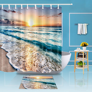 Ocean,Beach,Sunset,Polyester,Waterproof,Bathroom,Shower,Curtain,Decor