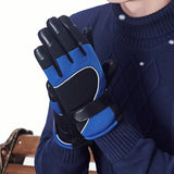 Winter,Windproof,Mittens,Gloves,Reflective,Strip,Leather,Patchwork,Fleece