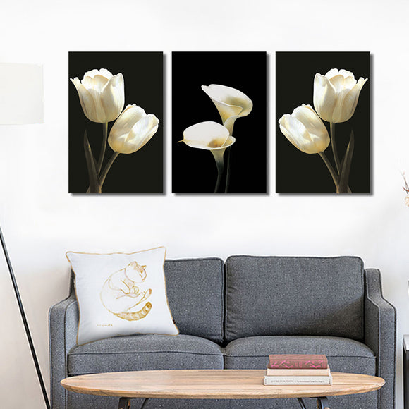 Miico,Painted,Three,Combination,Decorative,Paintings,Botanic,White,Flower,Decoration