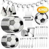 62pcs,Football,Plate,Napkin,Tablecloth,Tableware,Birthday,Party,Decorations