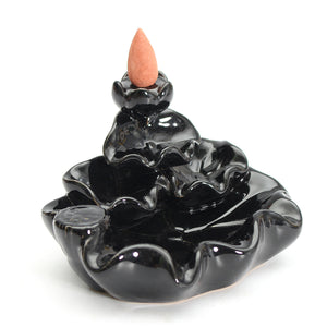 Black,Porcelain,Tower,Backflow,Incense,Burner,Ceramic,Buddhist,Holder,Incense,Cones