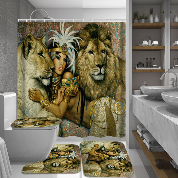 African,Woman,Egypt,Queen,Waterproof,Bathroom,Shower,Curtain,Floor,Doormat