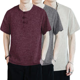 Men's,Solid,Short,Sleeve,Round,Comfortable,Breathable,Blouse,Casual,Camping,Hiking