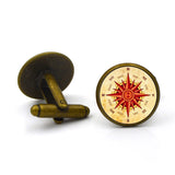 Vintage,Cufflinks,Compass,Round,Glass,Alloy,Collar,Jewelry,Accessories