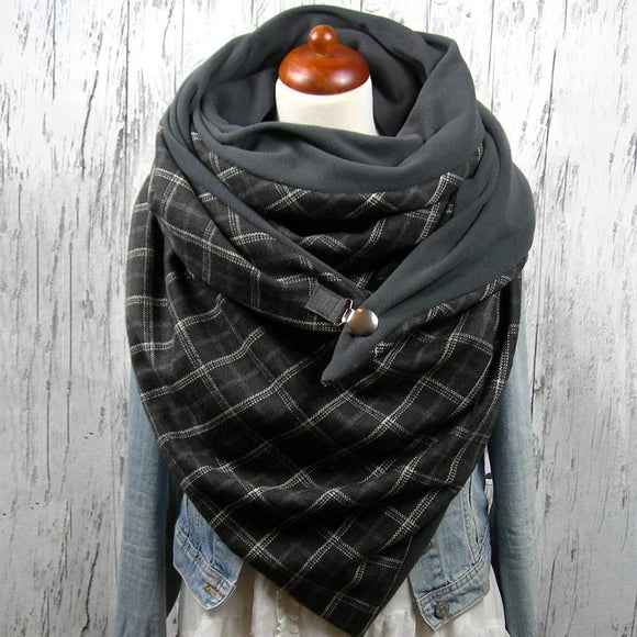 Women,Velvet,Thickness,Contrast,Color,Lattice,Pattern,Fashion,Casual,Winter,Outdoor,Scarf,Shawl