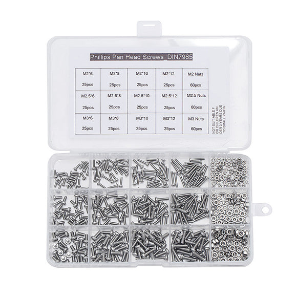 Suleve,MXSP8,480Pcs,Stainless,Steel,Phillips,Screws,Assortment