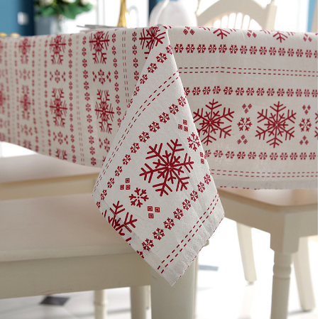 Linen,Cotton,Tablecloth,Snowflakes,Christmas,Table,Cloth,Wedding,Banquet,Washable,Table,Cover,Textiles