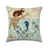 Cartoon,Mermaid,Printed,Cotton,Linen,Square,Cushion,Cover,House,Decor,Pillow