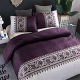 Floral,Violet,Reversible,Duvet,Cover,Pillowcase,Bedding,Queen
