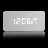Voice,Control,Wooden,Wooden,Rectangle,Temperature,Digital,Alarm,Clock,Humidity,Thermometer
