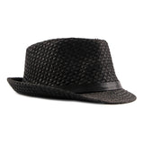 Women,Handmade,Woven,Panama,Style,Fedora,Straw,Leather