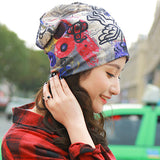 Women,Double,Scarf,Color,Printing,Stripe,Fashion,Bonnet,Scarves