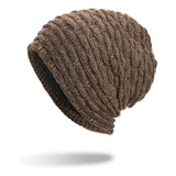 Women,Special,Stripe,Velvet,Knitted,Outdoor,Double,Layers,Slouch,Beanie