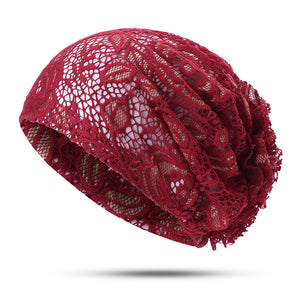 Women,Flower,Hollow,Beanie,Ethnic,Turban,Chemo