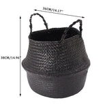 Black,Seagrass,Belly,Basket,Storage,Holder,Plant,Decoration,Storage,Baskets