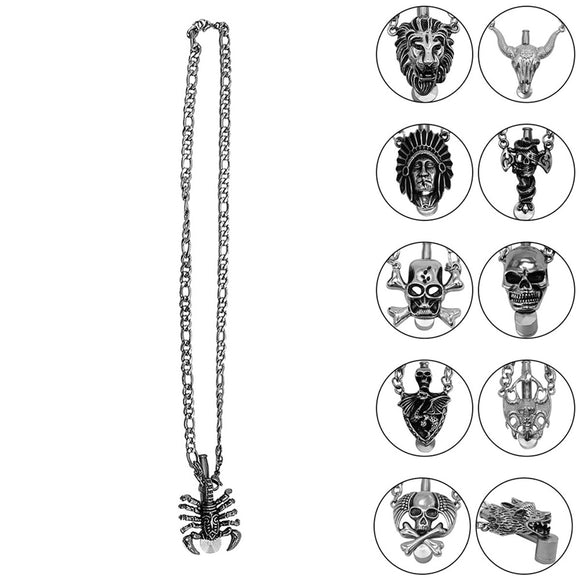 Skull,Pendant,Necklace,Stainless,Steel,Style,Cross,Skull,Pendant,Chain,Pipes