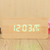 Voice,Control,Wooden,Wooden,Rectangle,Temperature,Digital,Alarm,Clock,Humidity,Thermometer