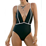 Women,Black,Backless,Wireless,Floral,Tight,Elastic,Piece,Swimwear,Beach