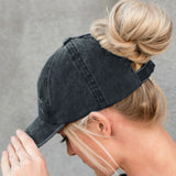 Women,Breaking,Solid,Color,Fashion,Hollow,Ripped,Washed,Denim,Baseball