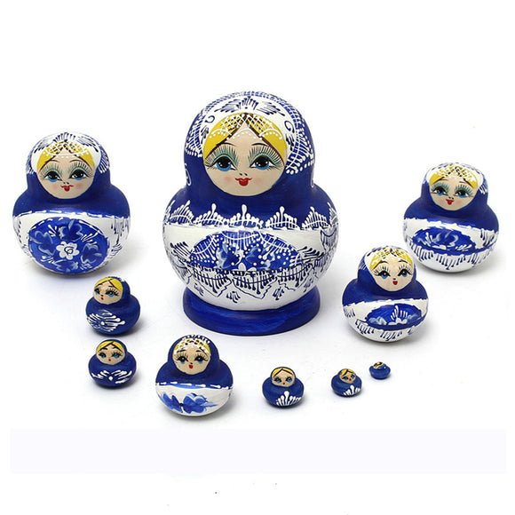 10Pcs,Russian,Dolls,Wooden,Painted,Nesting,Babushka,Matryoshka,Present