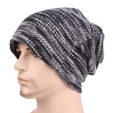 Stripe,Beanies,Solid,Velvet,Lining,Winter,Bonnet,Skullies