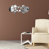 Honana,28Pcs,Silver,Circle,Mirror,Stickers,Bedroom,Office,Decor