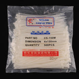500pcs,White,Nylon,Cable